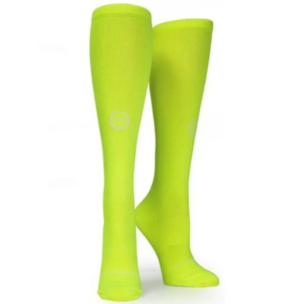 Womens NWOT Crazy Compression High Viz Yellow OTC Solid Knee High Socks